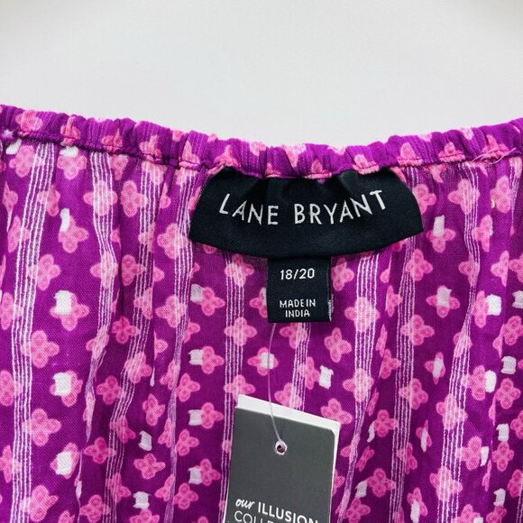 Lane Bryant Womens Size 18/20 Illusion Collection Swiss Dot Faux Wrap Top 708 - Picture 7 of 11